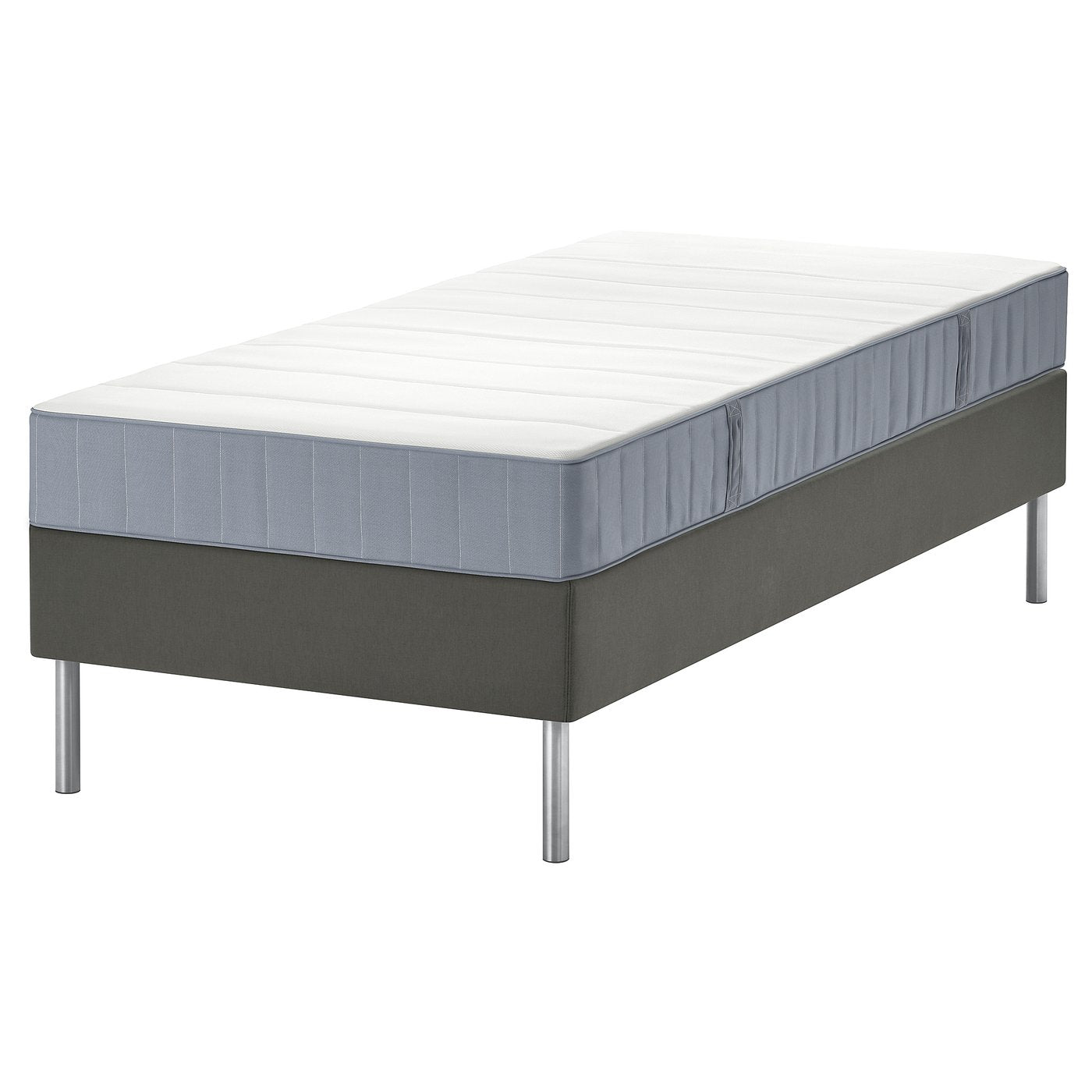 LYNGÖR divan bed, Vesteröy extra firm/light blue dark grey, 90x200 cm