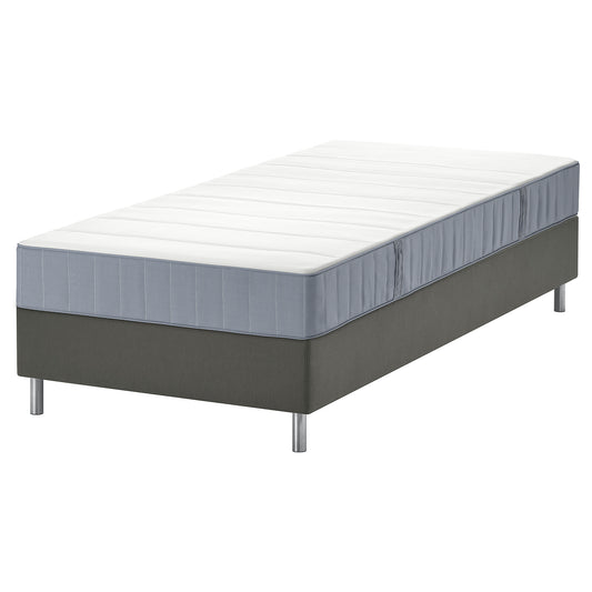 LYNGÖR divan bed, Vesteröy firm/light blue dark grey, 90x200 cm