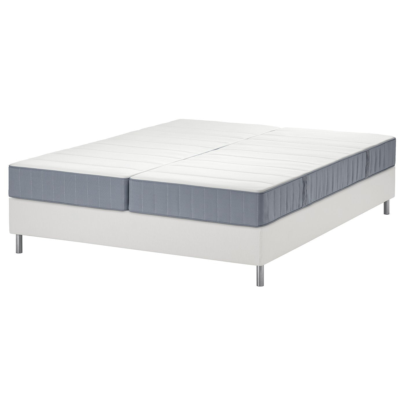 LYNGÖR divan bed, Vesteröy firm/extra firm/light blue white, 160x200 cm
