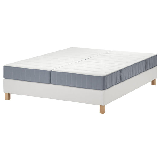 LYNGÖR divan bed, Vesteröy firm/extra firm/light blue white, 200x160 cm