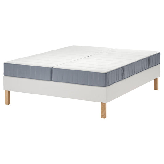 LYNGÖR divan bed, Vesteröy firm/extra firm/light blue white, 200x160 cm