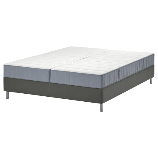 LYNGÖR divan bed, Vesteröy firm/extra firm/light blue dark grey, 200x160 cm
