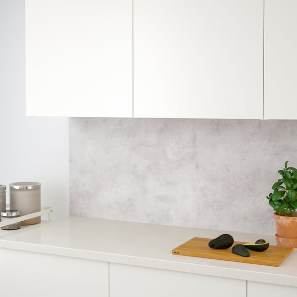 LYSEKIL - Wall panel, double sided white/light grey concrete effect, 119.6x55 cm