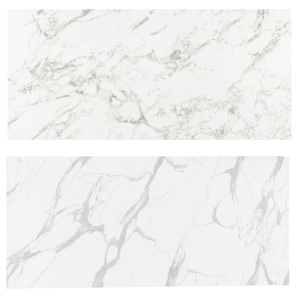 LYSEKIL - Wall cladding, double-sided marble effect white/marble effect white, 119.6x55 cm - Width: 119.6 cmHeight: 55 cmThickness: 0.2 cmArea: 0.65 m²Quantity/package: 1 pieces