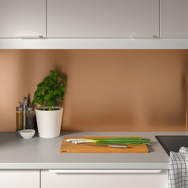LYSEKIL wall panel, double sided brushed copper effect/stainless steel, 119.6x55 cm