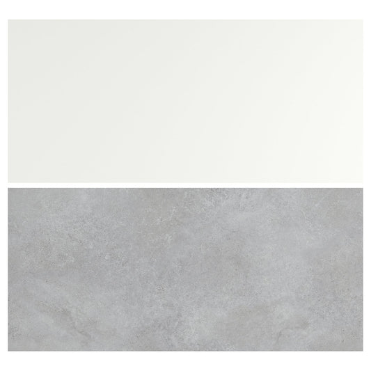 LYSEKIL wall panel, double sided light grey/concrete effect matt white, 119.6x55 cm
