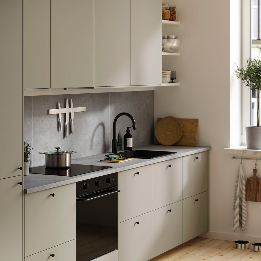 LYSEKIL wall panel, double sided light grey/concrete effect matt white, 119.6x55 cm