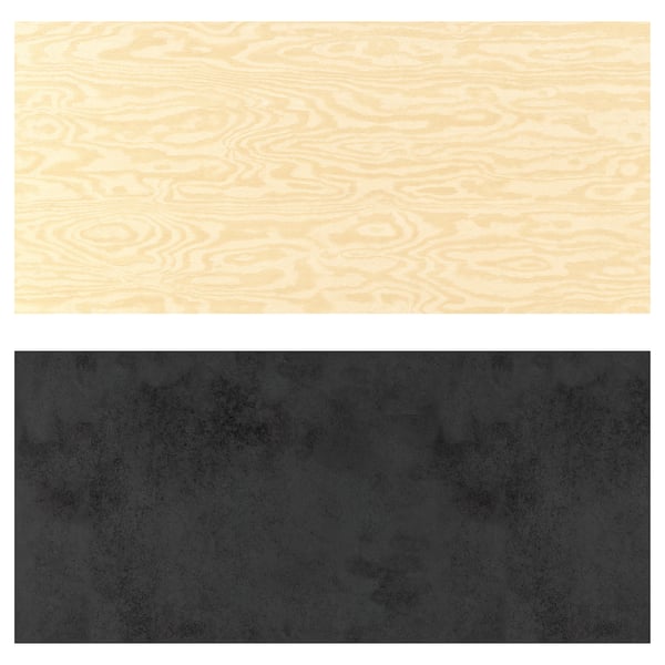 LYSEKIL wall panel, double sided black/plywood effect, 119.6x55 cm