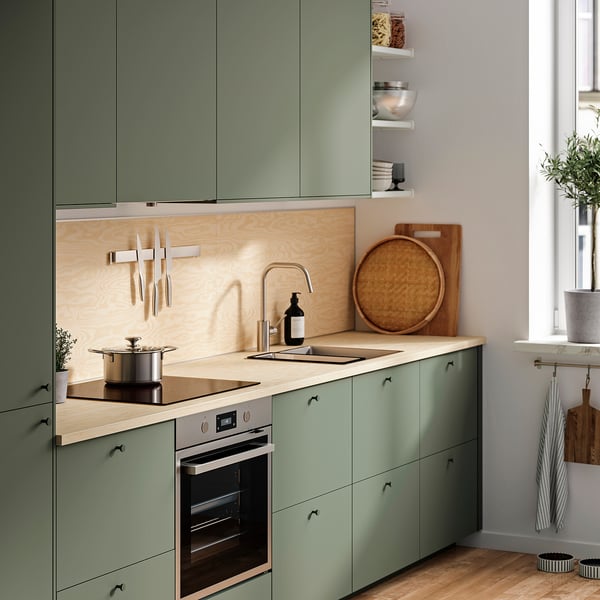 LYSEKIL - Wall covering, double-sided black/plywood effect, 119.6x55 cm.