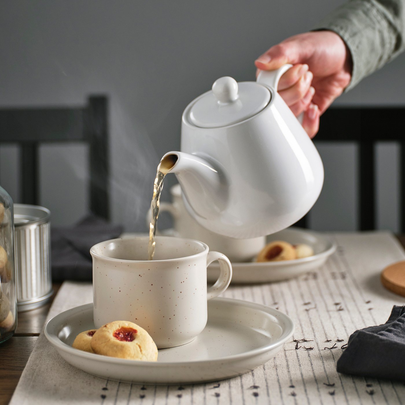 LYSRÄKA teapot, white, 0.8 l