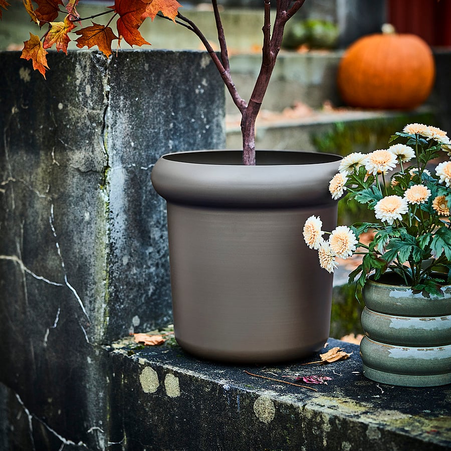 MÅBÄRSBUSKE plant pot, outdoor dark beige, 32 cm