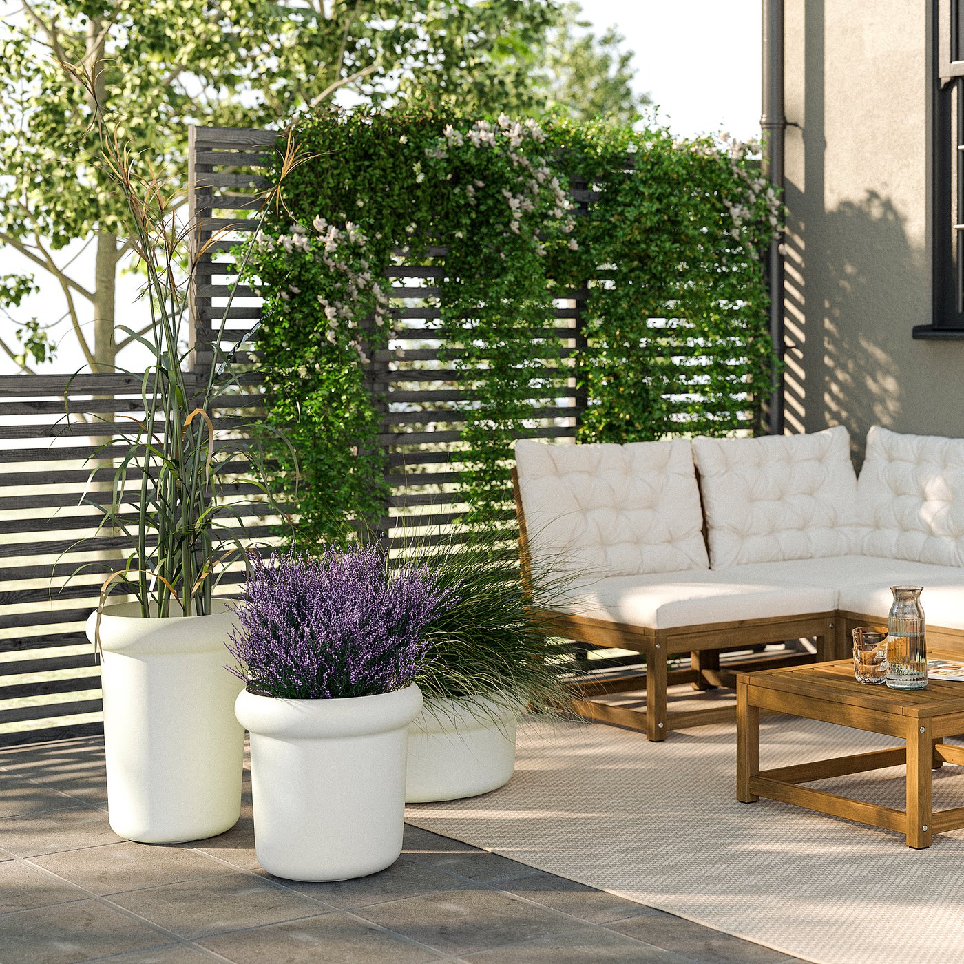 MÅBÄRSBUSKE plant pot, outdoor/off-white, 44 cm