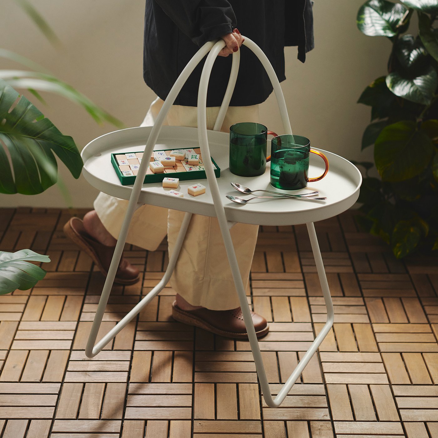 MÅBÄRSSKÄR coffee table, outdoor indoor/white, 61x41 cm