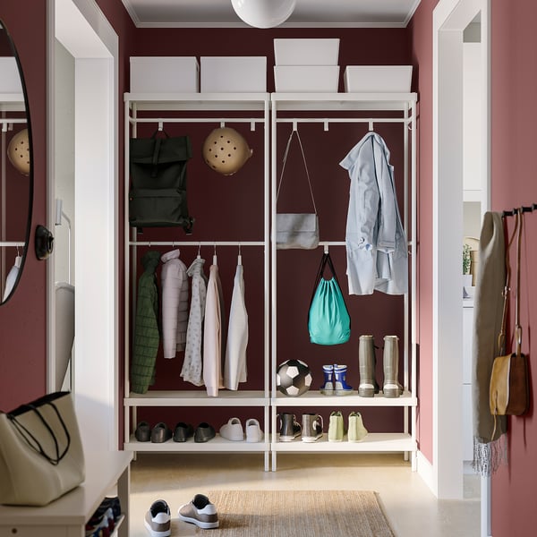 MACKAPÄR coat rack with shoe storage unit, white, 78x32x200 cm