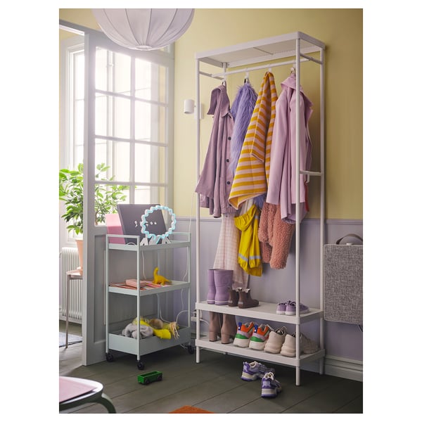 MACKAPÄR coat rack with shoe storage unit, white, 78x32x200 cm