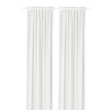 MÄSTERROT curtains, 1 pair, white white/grid with heading tape, 145x300 cm