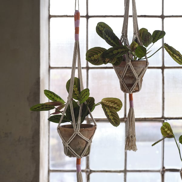 MÄVINN - MÄVINN Plant pot hanger, white/handmade