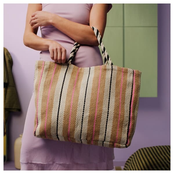 Ikea MÄVINN - Bag, handmade/striped natural