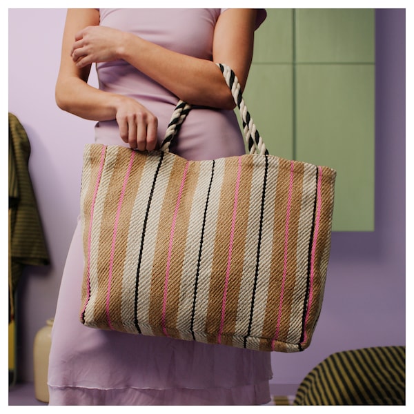 MÄVINN - Bag, handmade/natural stripes