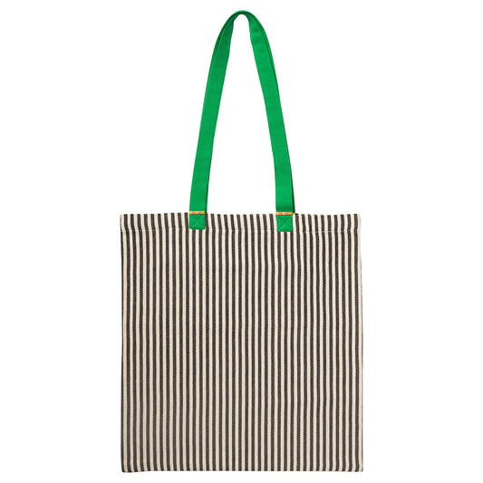 MÄVINN bag, green/stripe white/black, 40x41 cm