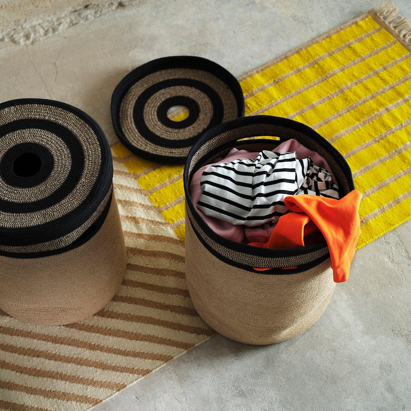 MÄVINN laundry basket, jute/cotton, 40 cm