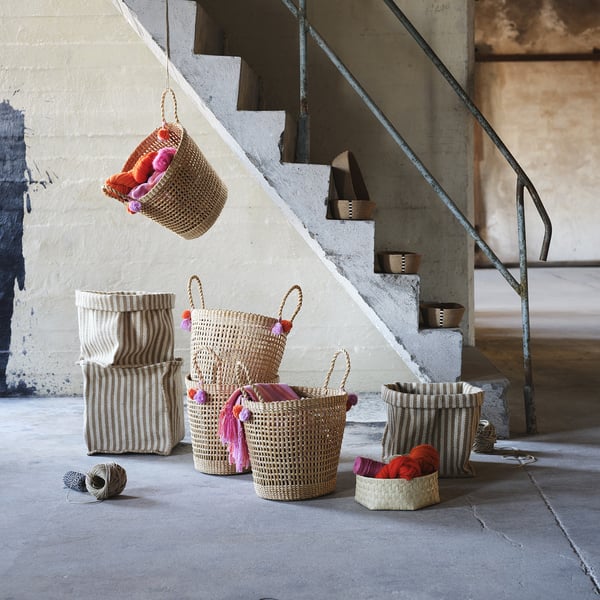 MÄVINN - MÄVINN Basket, beige/jute handmade, 30x30x35 cm