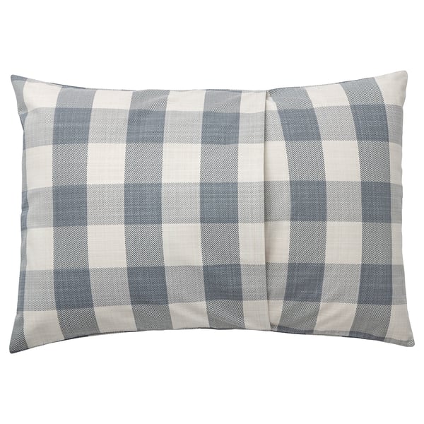 MÄVINN cushion cover, check grey/heart red, 40x58 cm