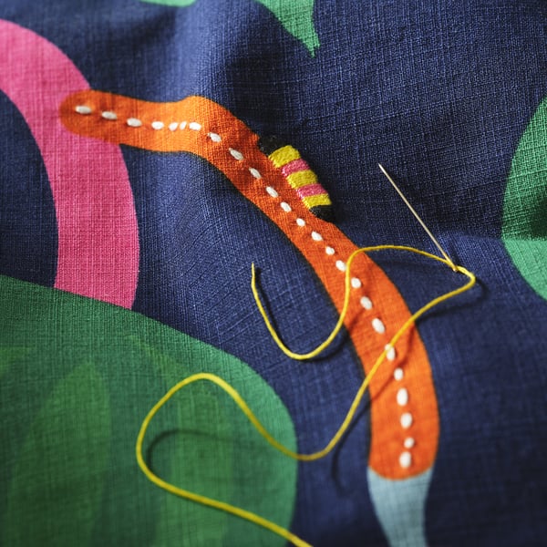 MÄVINN cushion cover, dark blue multicolour/floral pattern, 50x50 cm