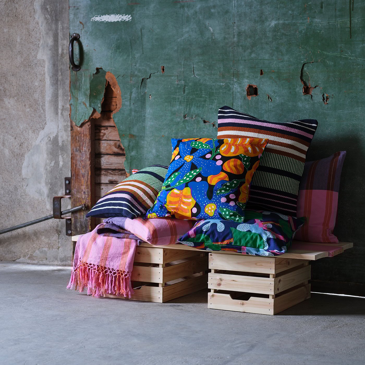 MÄVINN cushion cover, multicolour/stripe pattern, 50x50 cm