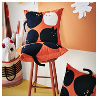 MÄVINN - Pillow cover, orange cat motif,50x50 cm