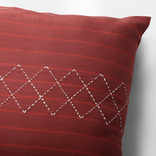 MÄVINN cushion cover, red white/embroidery