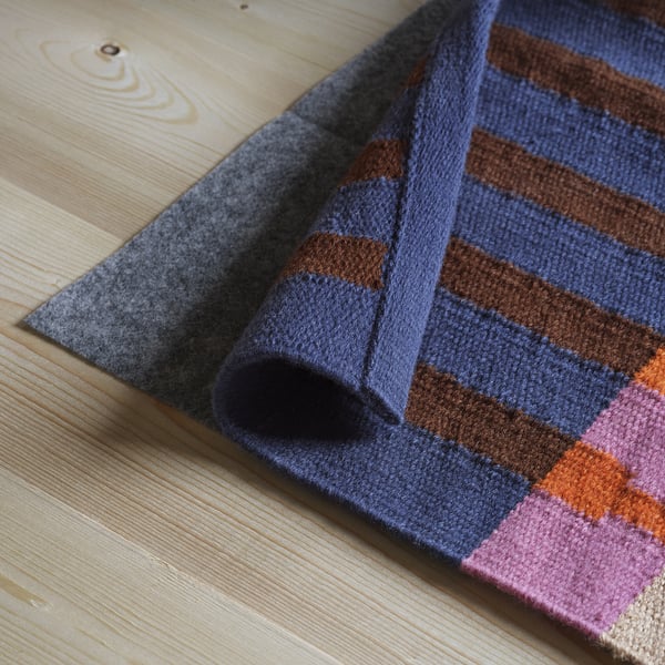 MÄVINN runner, flatwoven, beige blue/stripe, 70x200 cm