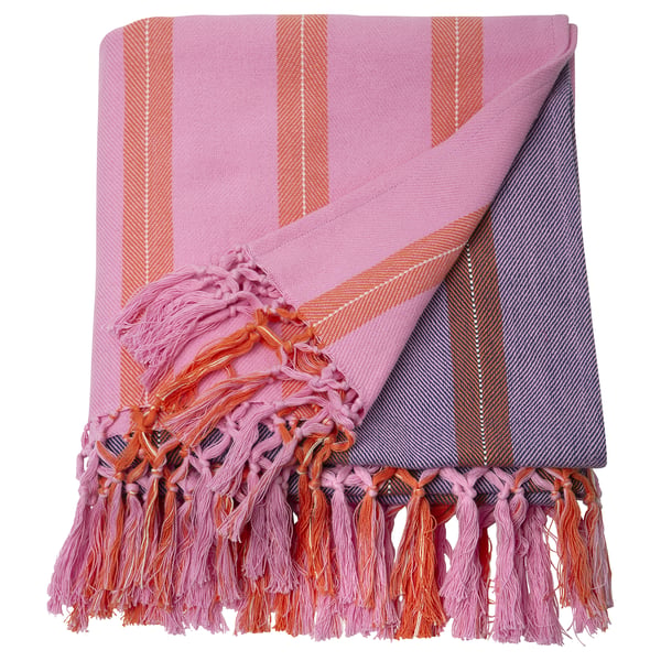 MÄVINN throw, pink/orange stripe, 110x170 cm