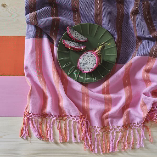 MÄVINN - MÄVINN Throw, pink/orange stripe, 110x170 cm