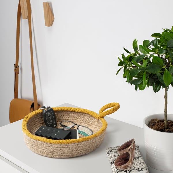 MÄVINN - Basket, set of 2, yellow jute