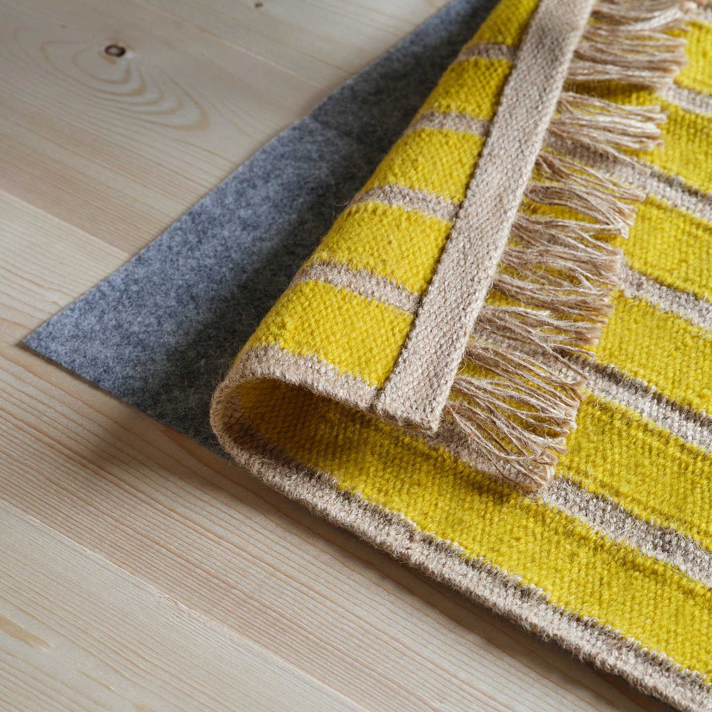 MÄVINN rug, flatwoven, yellow/stripe pattern, 70x200 cm