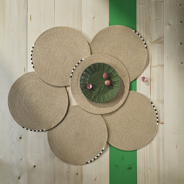 MÄVINN - MÄVINN Place mat, jute, 37 cm