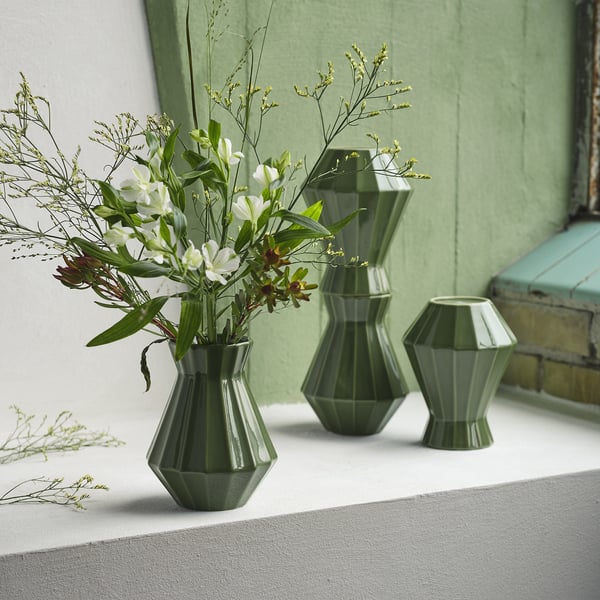 MÄVINN vase, green, 19 cm