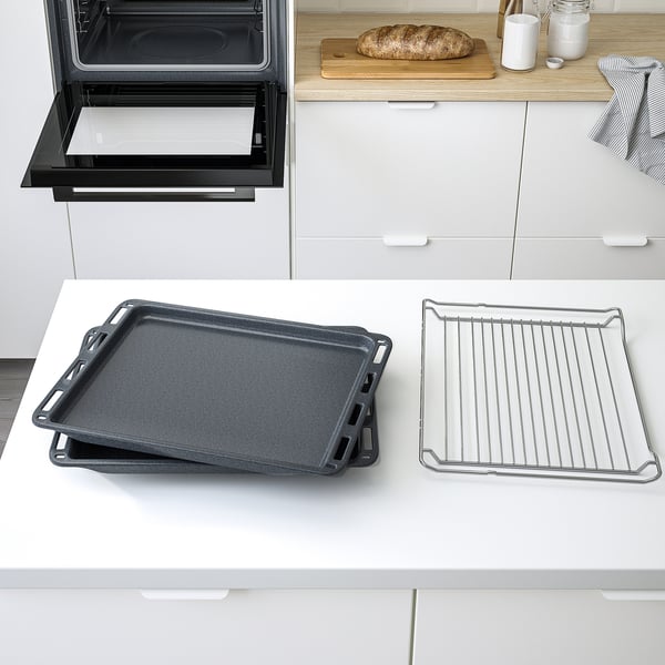 MÅGEBO forced air oven with combined steam, IKEA 500 black, 59.5x59.0x54.6 cm
