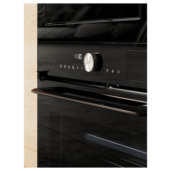 MÅGEBO forced air oven with combined steam, IKEA 500 black, 59.5x59.0x54.6 cm