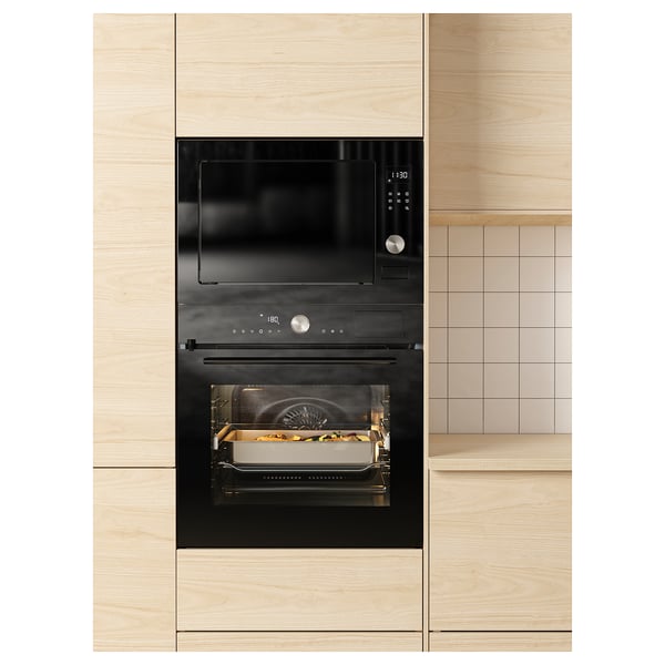 MÅGEBO forced air oven with combined steam, IKEA 500 black, 59.5x59.0x54.6 cm