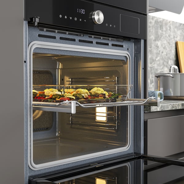 MÅGEBO forced air oven with combined steam, IKEA 500 black