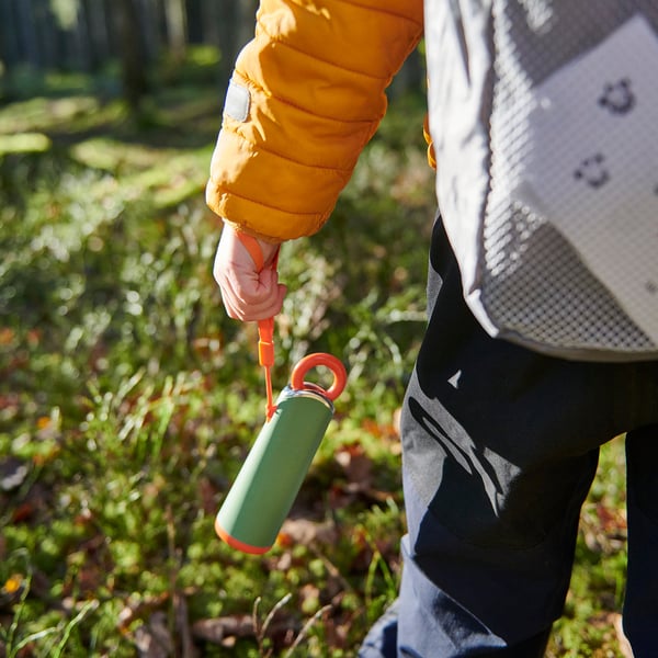 MAJBAGGE hand-powered LED torch, green/orange, 4.5 cm