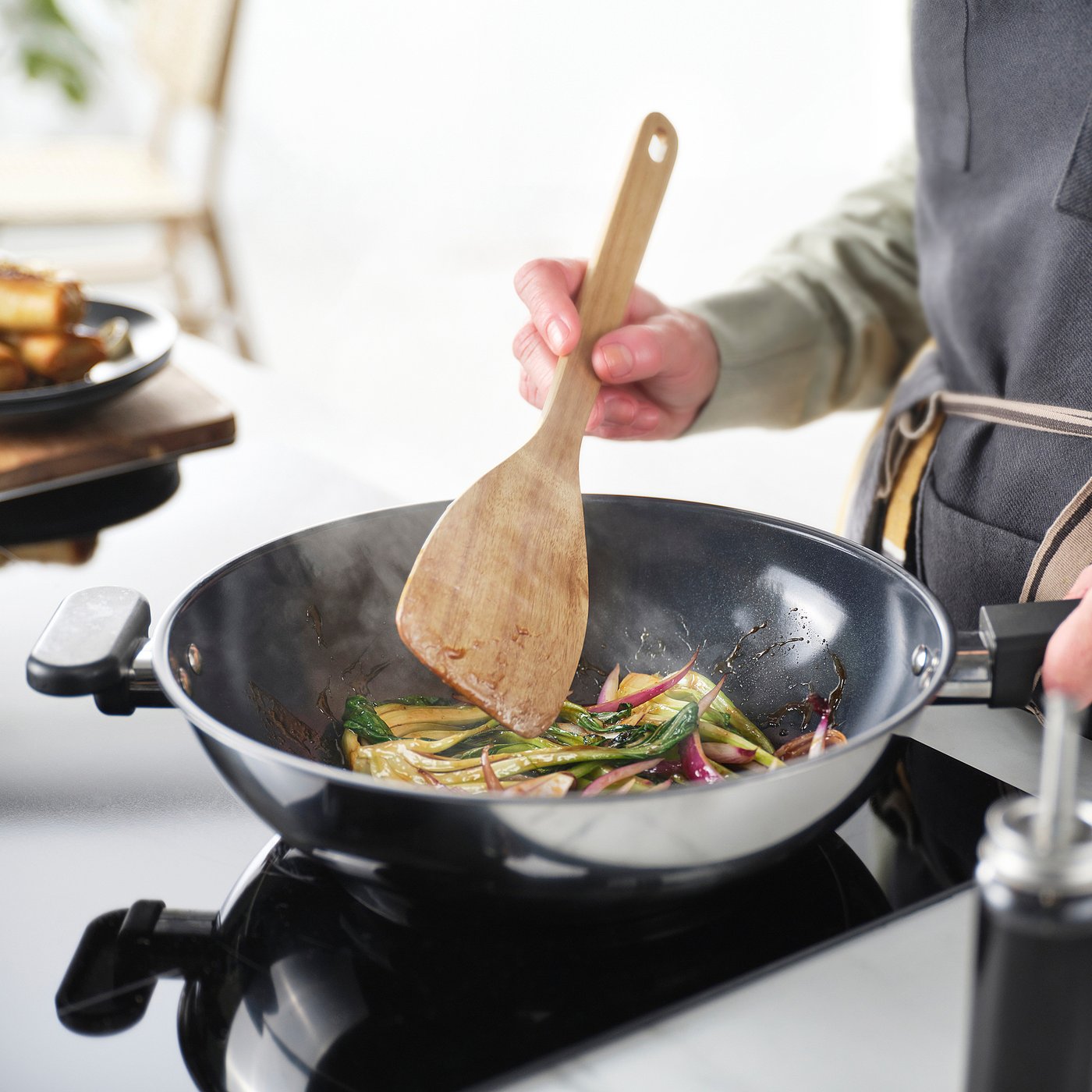 MAJFISK 3-piece kitchen utensil set, acacia