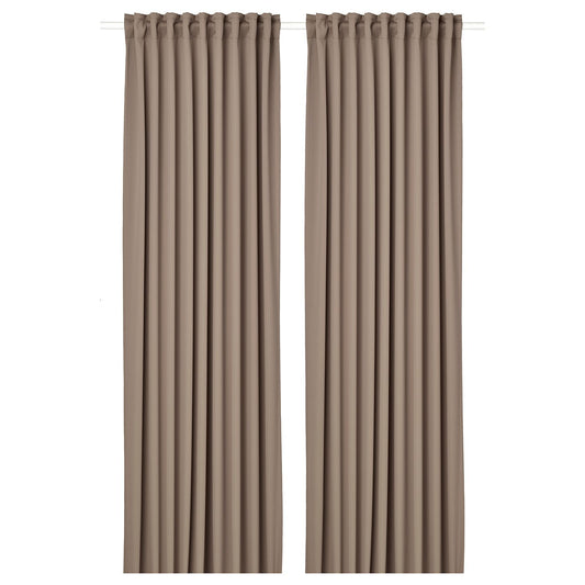 MAJGULL Blackout Curtains, Grey/Brown, 145×300 cm (1 pair)