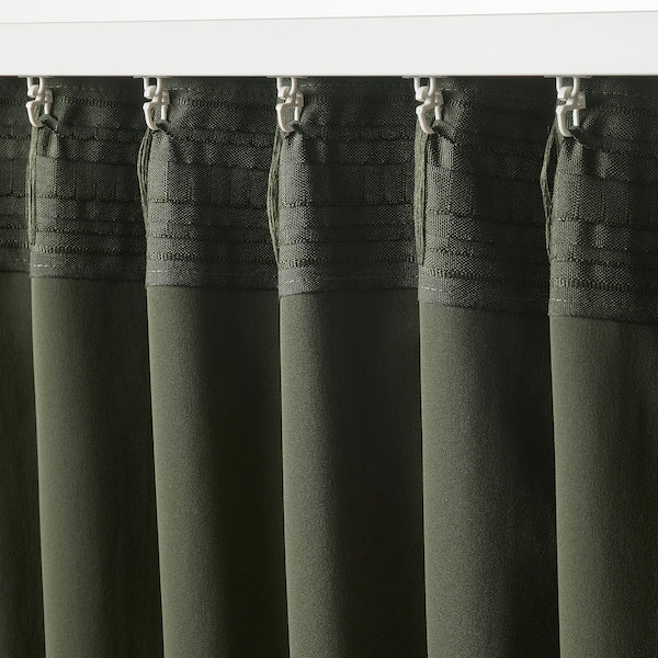 MAJGULL - Blackout curtain, 2 sheets, dark green,145x300 cm