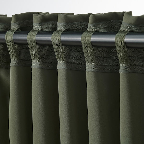 MAJGULL - Blackout curtain, 2 sheets, dark green,145x300 cm