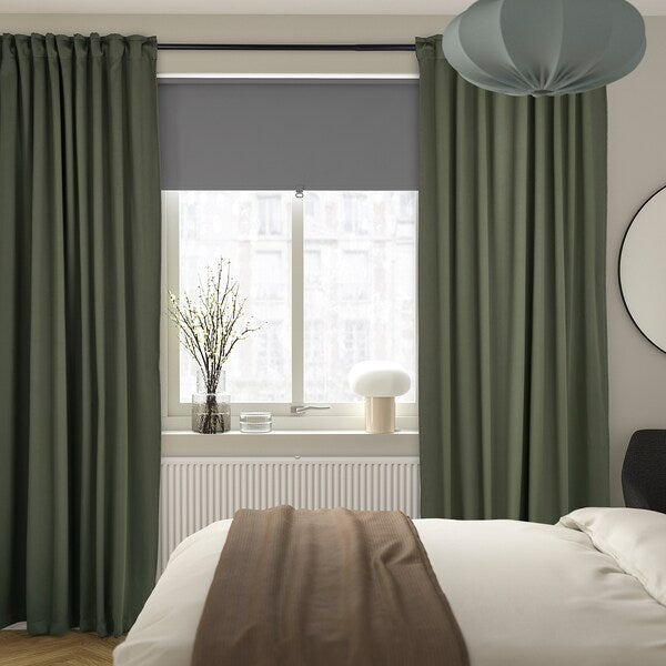 MAJGULL - Blackout curtain, 2 sheets, dark green,145x300 cm