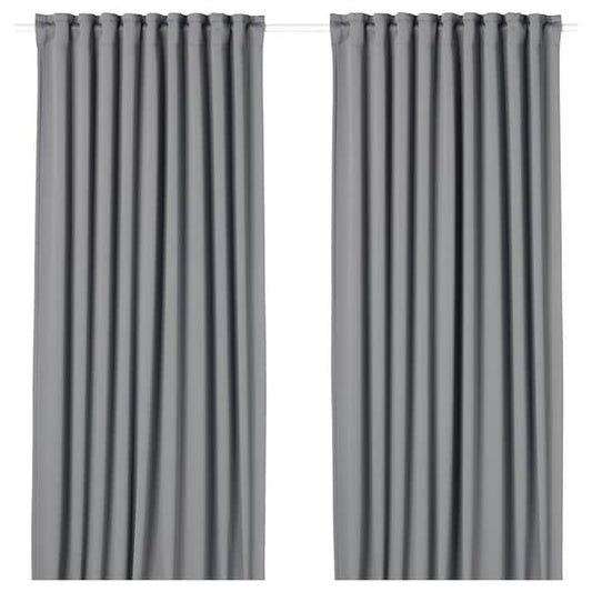 MAJGULL - Blackout curtain, 2 sheets, gray,145x300 cm