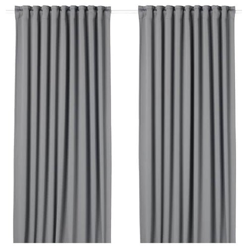 MAJGULL - Blackout curtain, 2 sheets, gray,145x300 cm